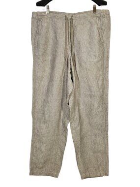 J.Jill Love Linen Pants Women's XL Tall Grey Wide-Leg Breathable Lightweight